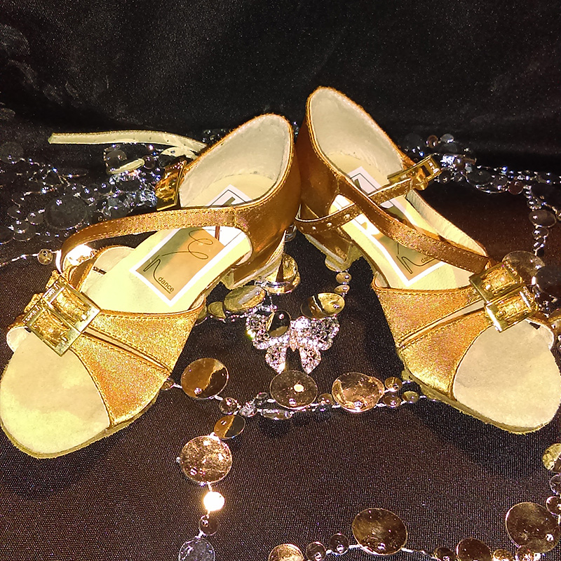 Childrens Gold Satin Dance Shoes