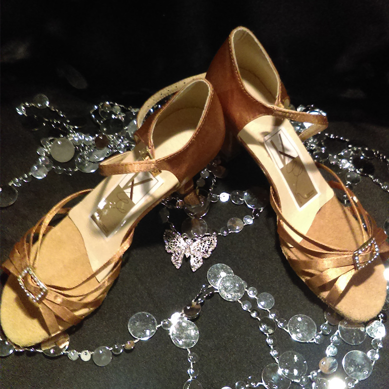 Gold Dance Shoes with Rhinestones