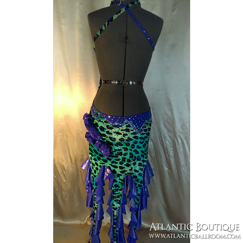 Blue & Green Latin Dress Size 4-6 (Swarovski Crystals)
